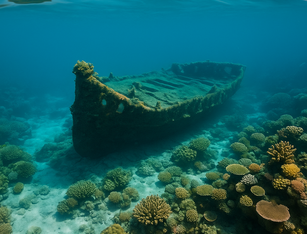 Shipwreck and coral reef scenery from the Reef and Wrecks Tour in Coron